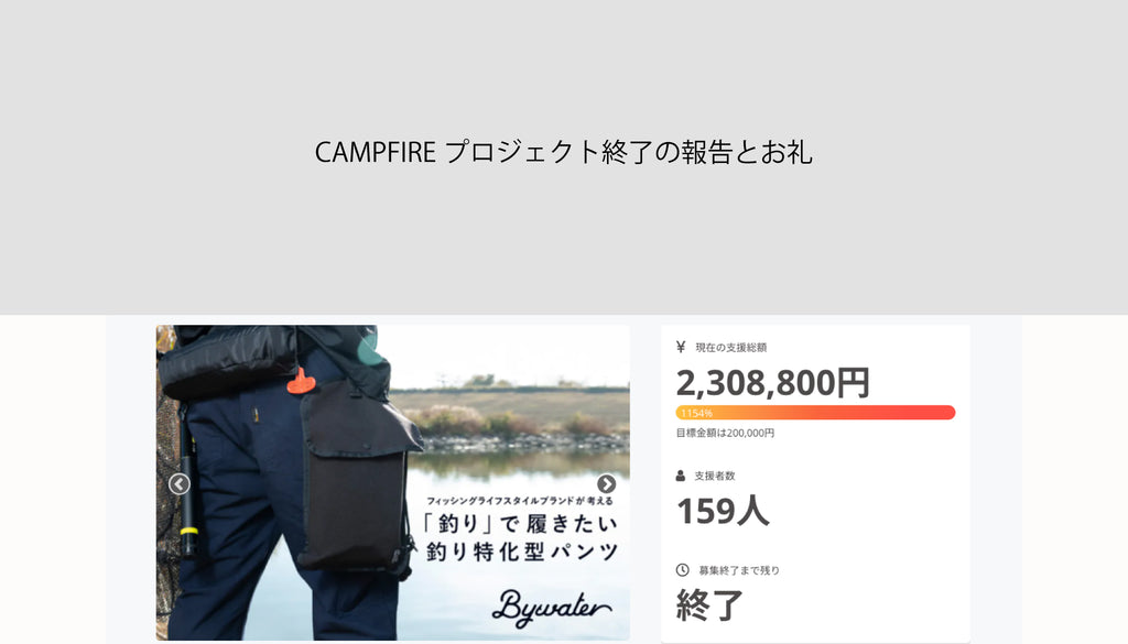 CAMPFIREプロジェクト終了の報告とお礼